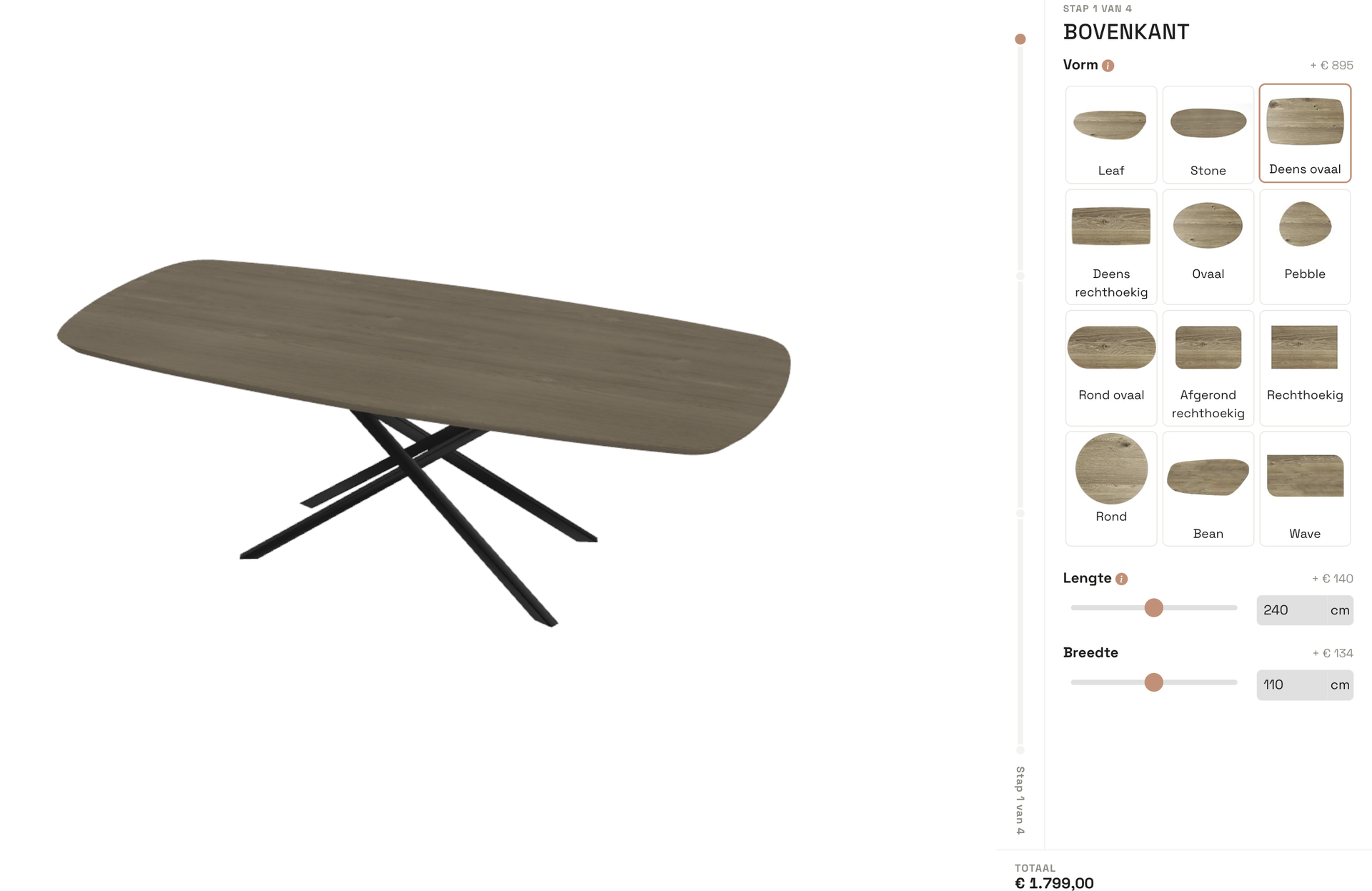 Voorbeeld van de 3D configurator
